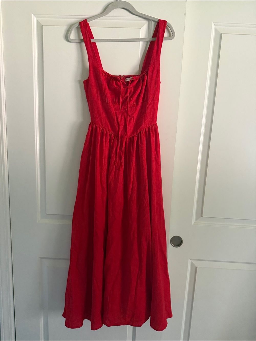 Avec Les Filles Drop Waist Bright Red Dress Size Small - Picture 5 of 9